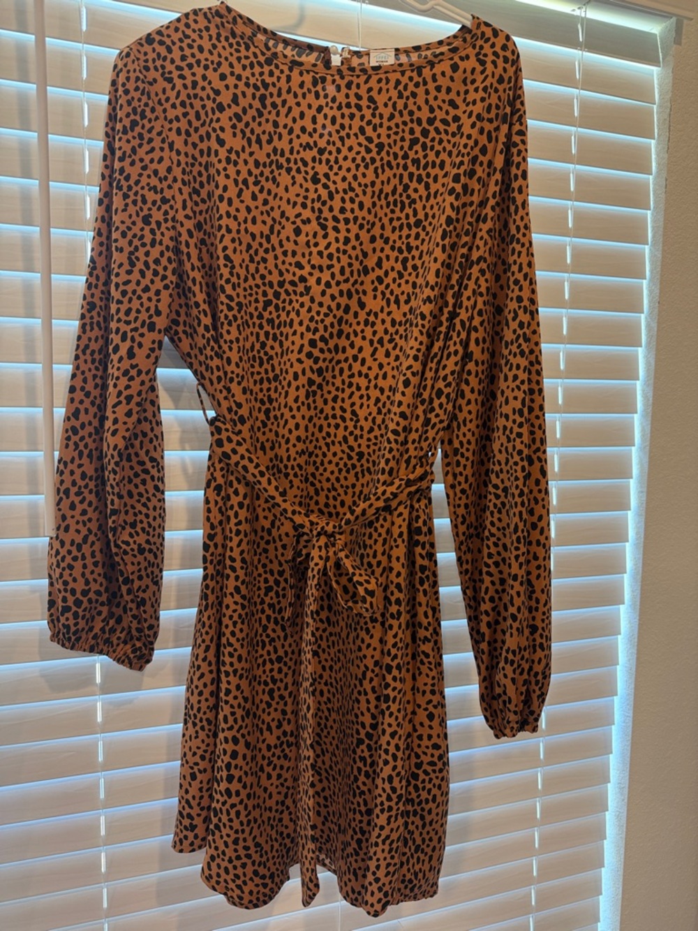 Leopard Print Tie-Waist Dress - Rust & Black